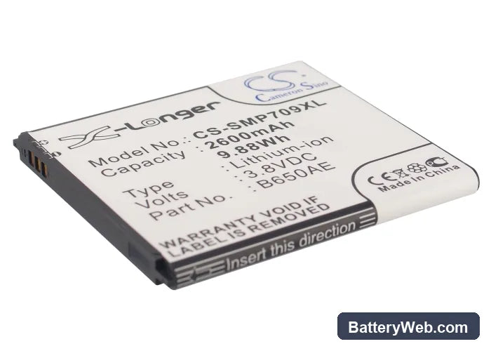Samsung Galaxy Mega 5.8 Replacement Battery, 3.8V, 2600mAh, Li-ion 1