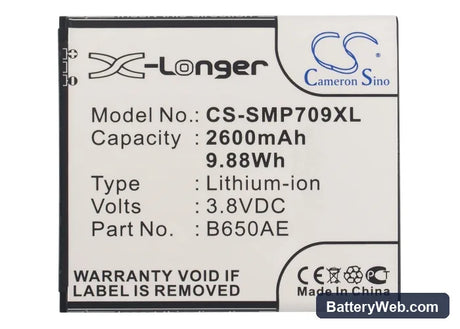 Samsung Galaxy Mega 5.8 Replacement Battery, 3.8V, 2600mAh, Li-ion 5