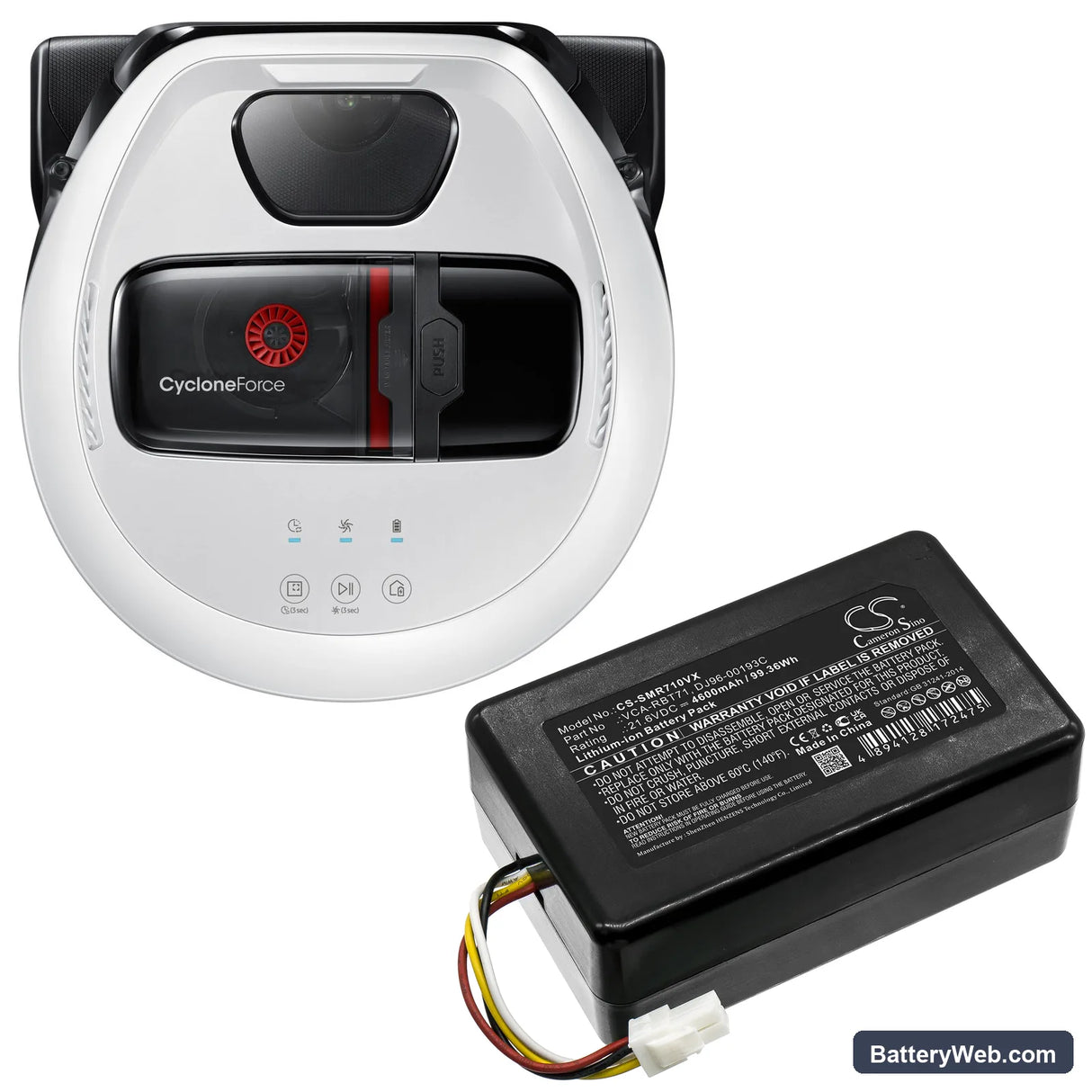 Samsung VR10M701PUW Replacement Battery, 21.6V, 4600mAh, Li-ion 6