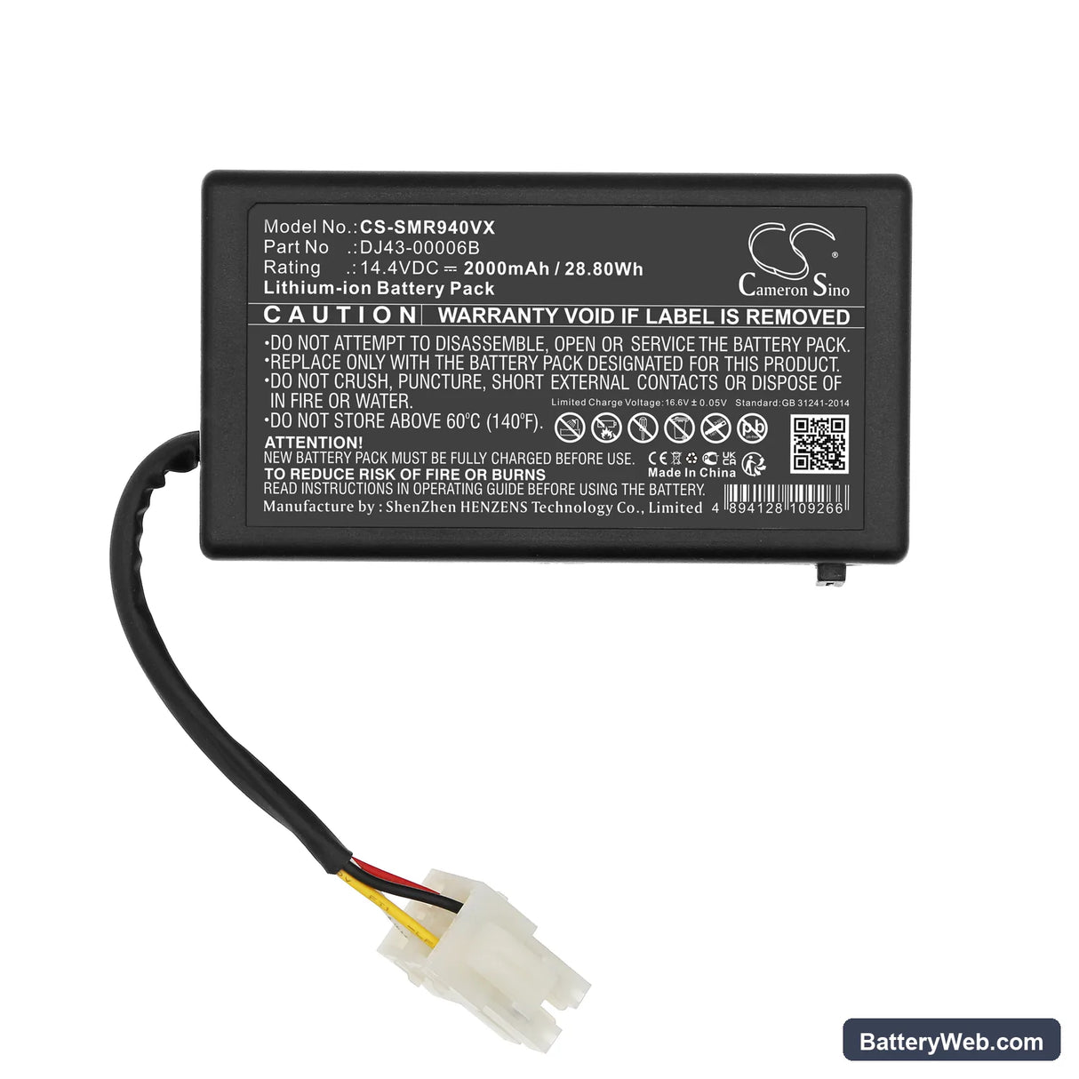 Samsung NaviBot SR8940 Replacement Battery, 14.4V, 2000mAh, Li-ion 5