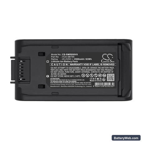 Samsung Bespoke Jet Pet Stick Vacuum Replacement Battery, 25.2V, 2500mAh, Li-ion 5