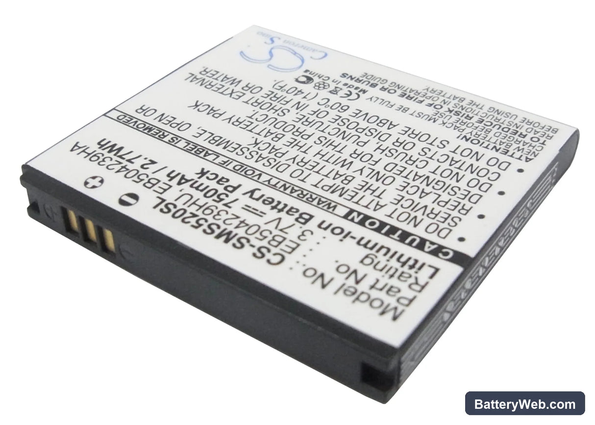 Samsung S5200 Replacement Battery, 3.7V, 750mAh, Li-ion 2