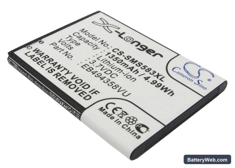 Samsung GT-S5830 Replacement Battery, 3.7V, 1350mAh, Li-ion 1
