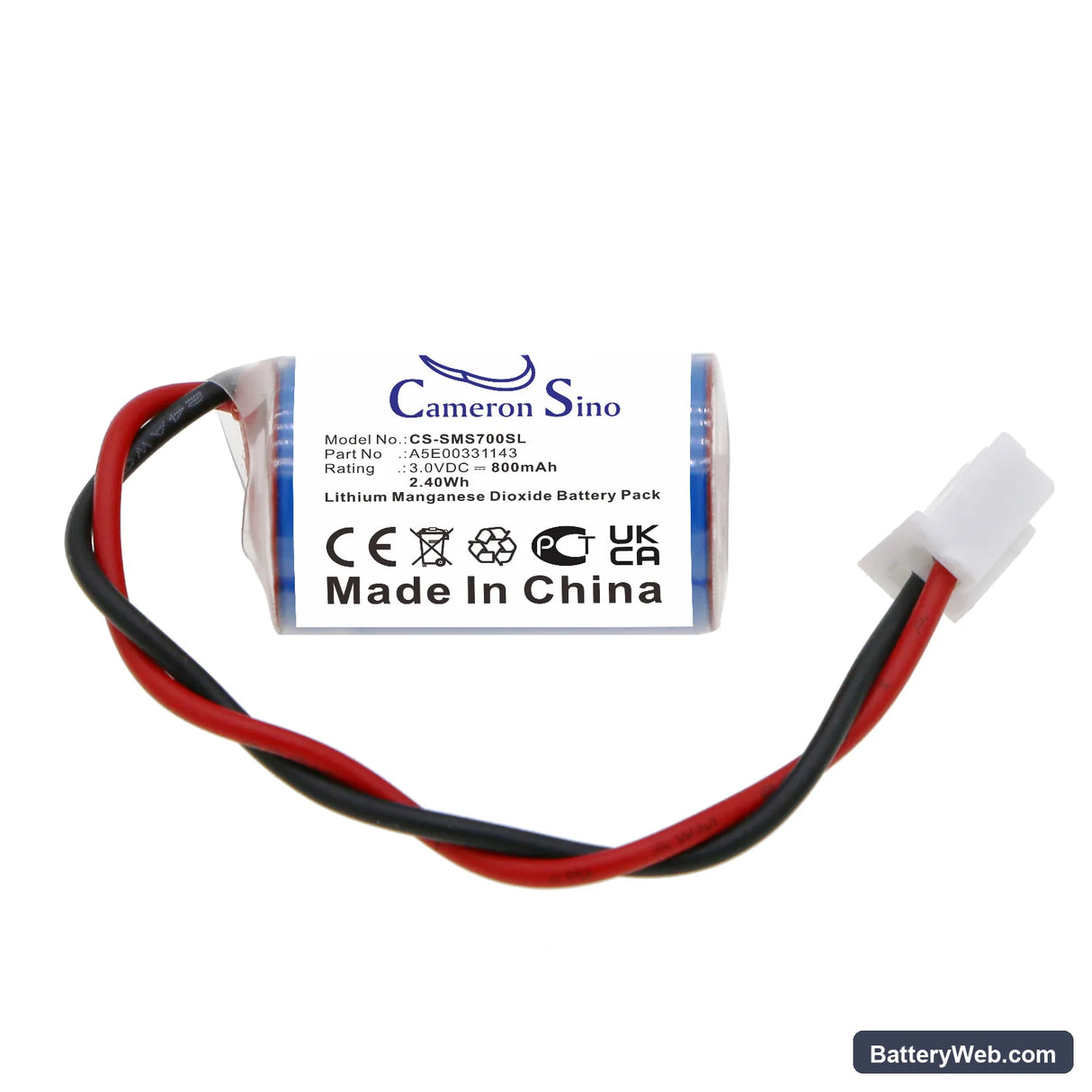 Siemens Simatic S-7 Replacement Battery, 3V, 800mAh, Li-MnO2 3