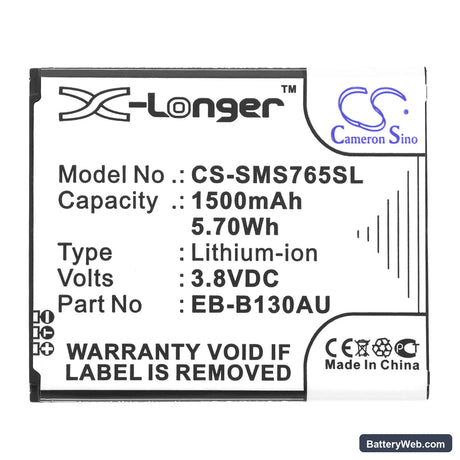 Samsung GreatCall Touch 3 Replacement Battery, 3.8V, 1500mAh, Li-ion 3