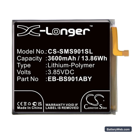 Samsung Galaxy S22 5G Replacement Battery, 3.85V, 3600mAh, Li-Polymer 3