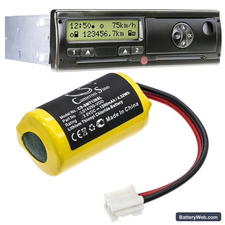 Siemens VDO Digital Tachograph DTCO 1381 Replacement Battery, 3.6V, 1200mAh, Li-SOCl2 6