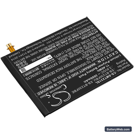 Samsung SM-T230NU Replacement Battery, 3.8V, 3000mAh, Li-Polymer 2