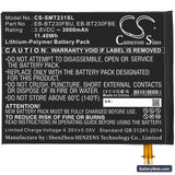 Samsung SM-T230NU Replacement Battery, 3.8V, 3000mAh, Li-Polymer 3