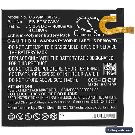 Samsung Galaxy Tab A 8.4 2020 Replacement Battery, 3.85V, 4800mAh, Li-Polymer 3