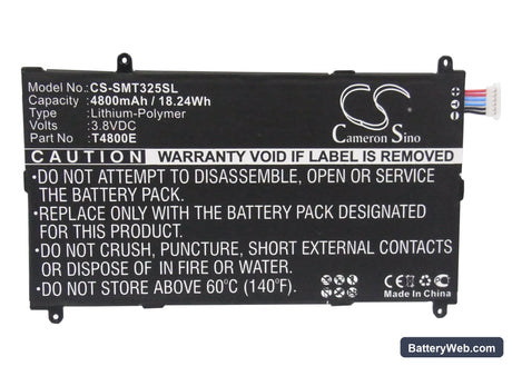 Samsung SM-T325 Replacement Battery, 3.8V, 4800mAh, Li-Polymer 5