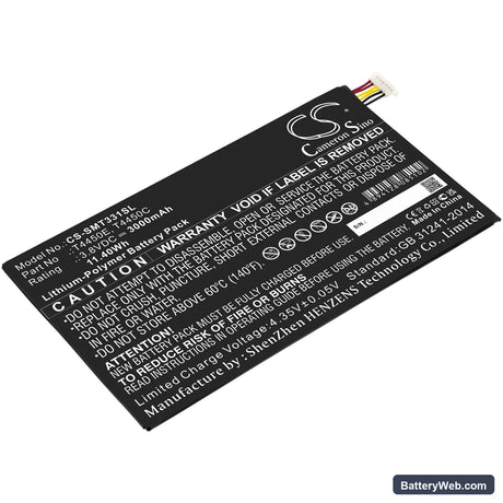 Samsung Galaxy Tab 4 Replacement Battery, 3.8V, 3000mAh, Li-Polymer 1