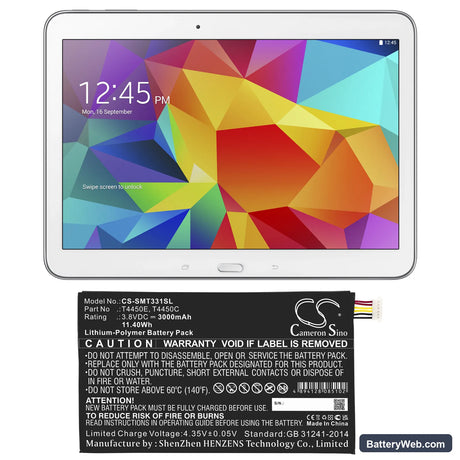 Samsung Galaxy Tab 4 Replacement Battery, 3.8V, 3000mAh, Li-Polymer 6