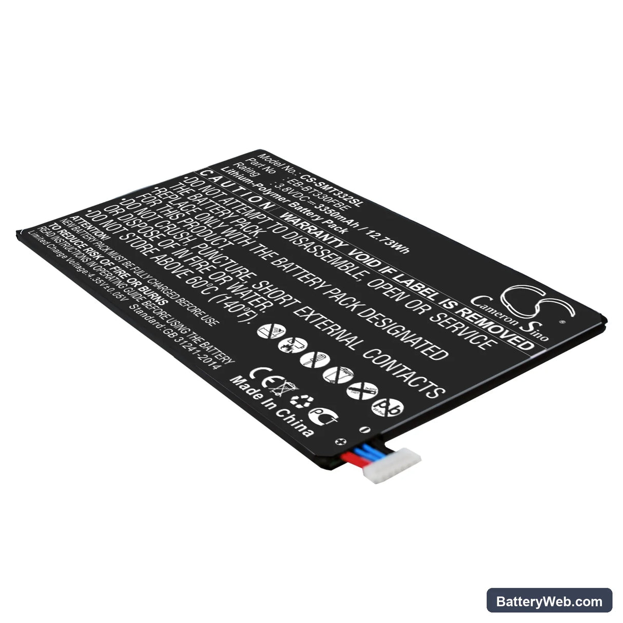 Samsung SM-T331 Replacement Battery, 3.8V, 3350mAh, Li-Polymer 1