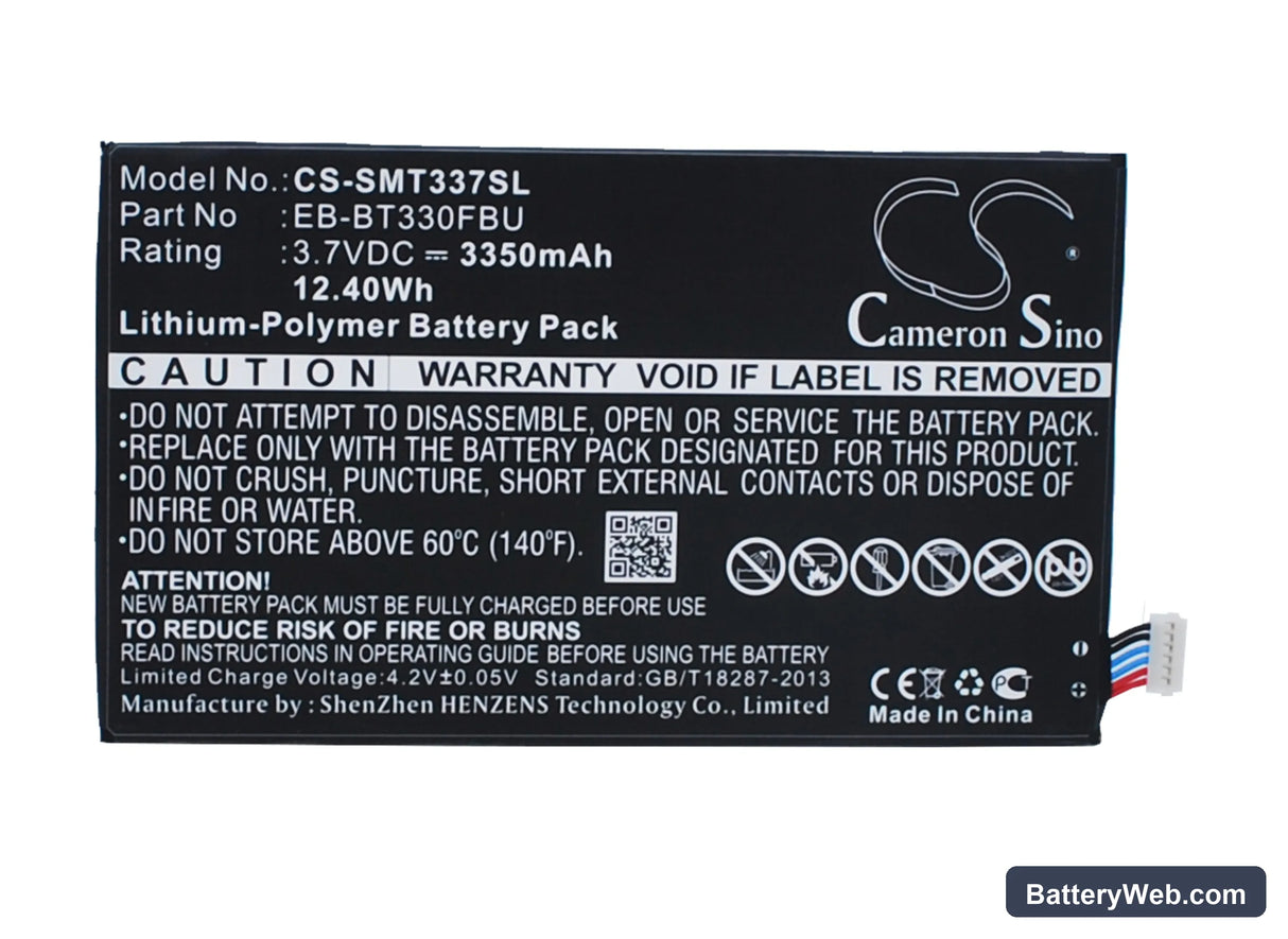 Samsung Galaxy Tab 4 8.0 Replacement Battery, 3.7V, 3350mAh, Li-Polymer 1