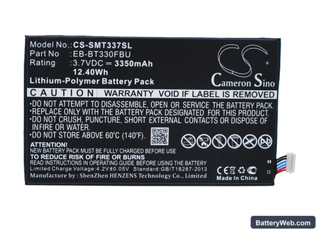 Samsung Galaxy Tab 4 8.0 Replacement Battery, 3.7V, 3350mAh, Li-Polymer 1