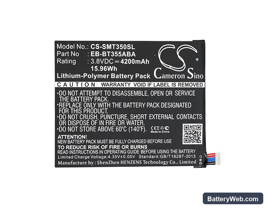 Samsung SM-T350 Replacement Battery, 3.8V, 4200mAh, Li-Polymer 5