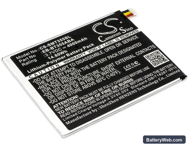 Samsung SM-T355 Replacement Battery, 3.7V, 4000mAh, Li-Polymer 1