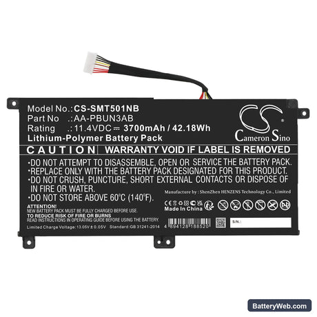 Samsung NT501R5L-M15/C Replacement Battery, 11.4V, 3700mAh, Li-Polymer 3