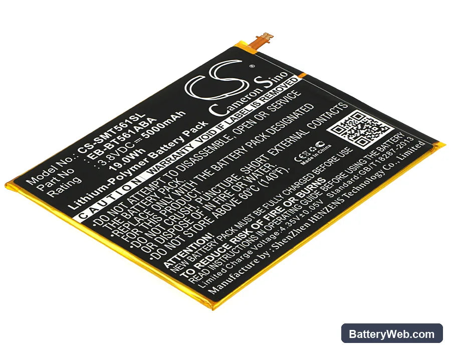 Samsung SM-T560 Replacement Battery, 3.8V, 5000mAh, Li-Polymer 1