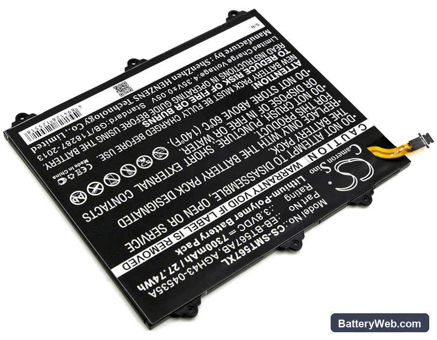 Samsung SM-T567 Replacement Battery, 3.8V, 7300mAh, Li-Polymer 2