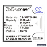 Sunni P2 LITE SE Replacement Battery, 3.8V, 2900mAh, Li-ion 3