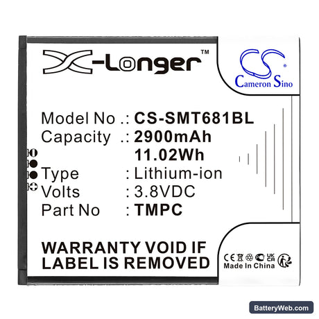 Sunni P2 LITE SE Replacement Battery, 3.8V, 2900mAh, Li-ion 3