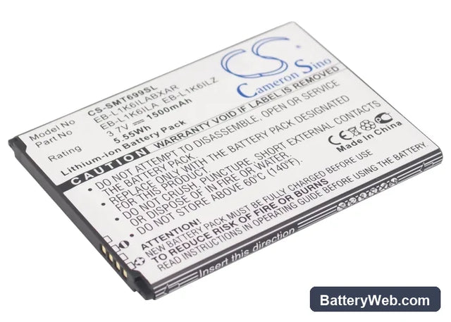 Samsung SGH-T699 Replacement Battery, 3.7V, 1500mAh, Li-ion 1