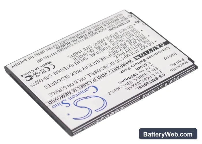 Samsung SGH-T699 Replacement Battery, 3.7V, 1500mAh, Li-ion 2