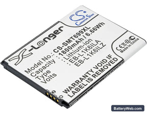 Samsung SGH-T699 Replacement Battery, 3.7V, 1800mAh, Li-ion 1