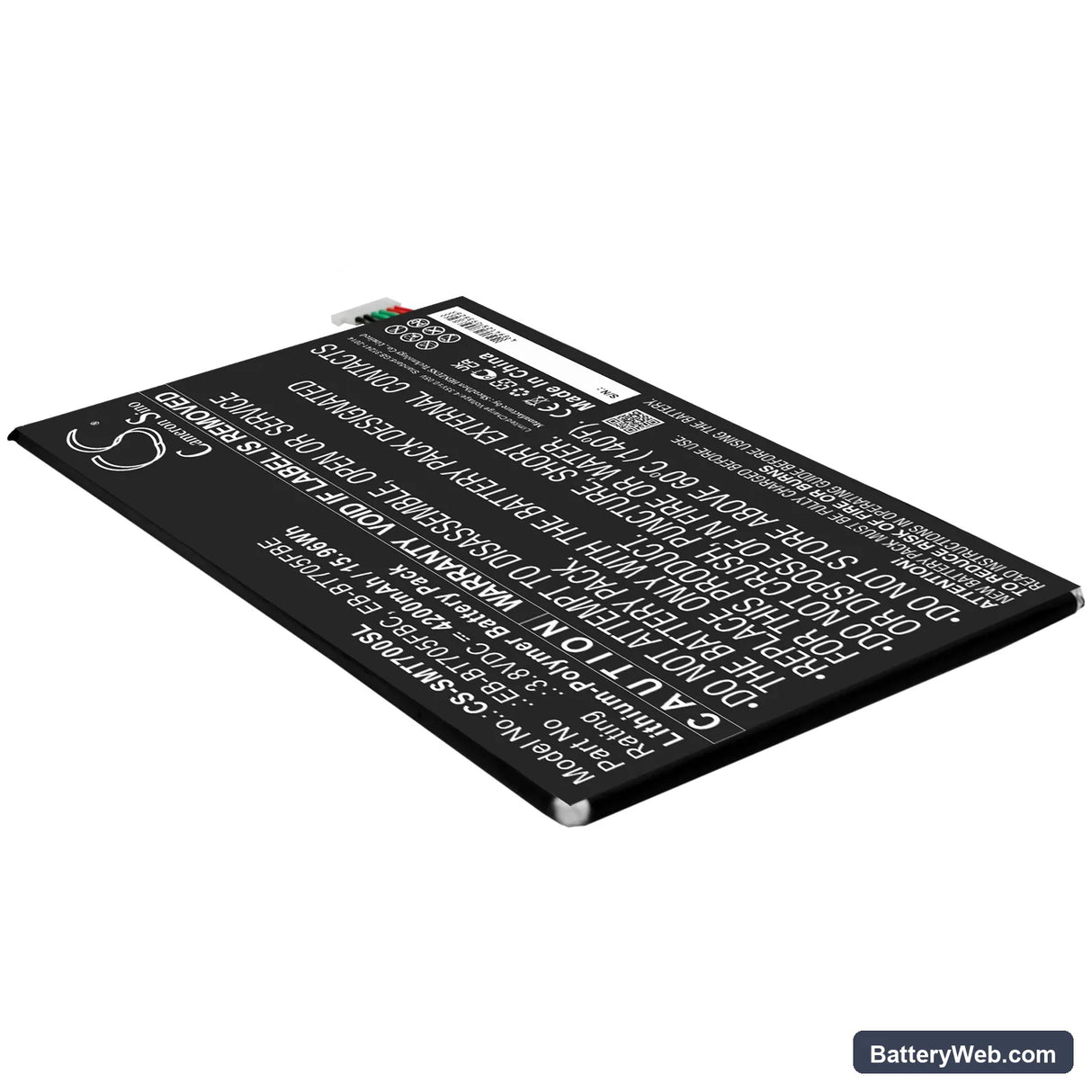 Samsung Galaxy Tab S 8.4 Replacement Battery, 3.8V, 4200mAh, Li-Polymer 2