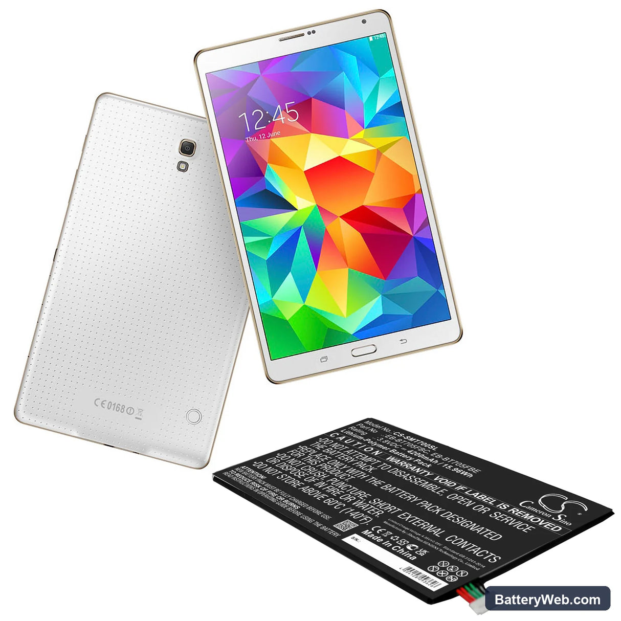Samsung Galaxy Tab S 8.4 Replacement Battery, 3.8V, 4200mAh, Li-Polymer 5