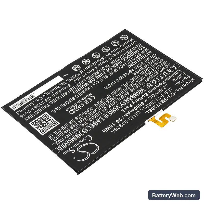Samsung Galaxy Tab S5e Replacement Battery, 3.85V, 6800mAh, Li-Polymer 2