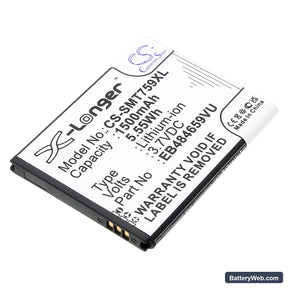 Samsung SGH-T759 Replacement Battery, 3.7V, 1500mAh, Li-ion 1