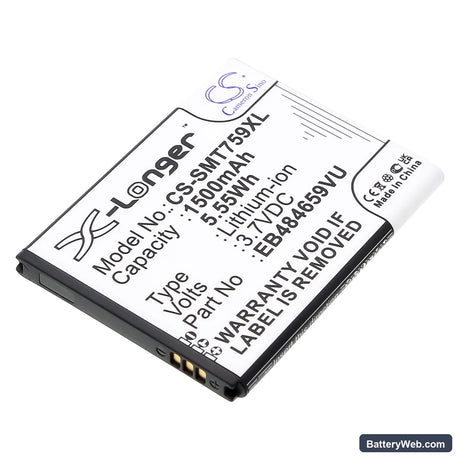 Samsung SGH-T759 Replacement Battery, 3.7V, 1500mAh, Li-ion 1