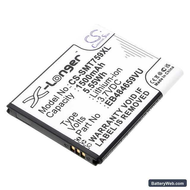 Samsung SGH-T759 Replacement Battery, 3.7V, 1500mAh, Li-ion 1