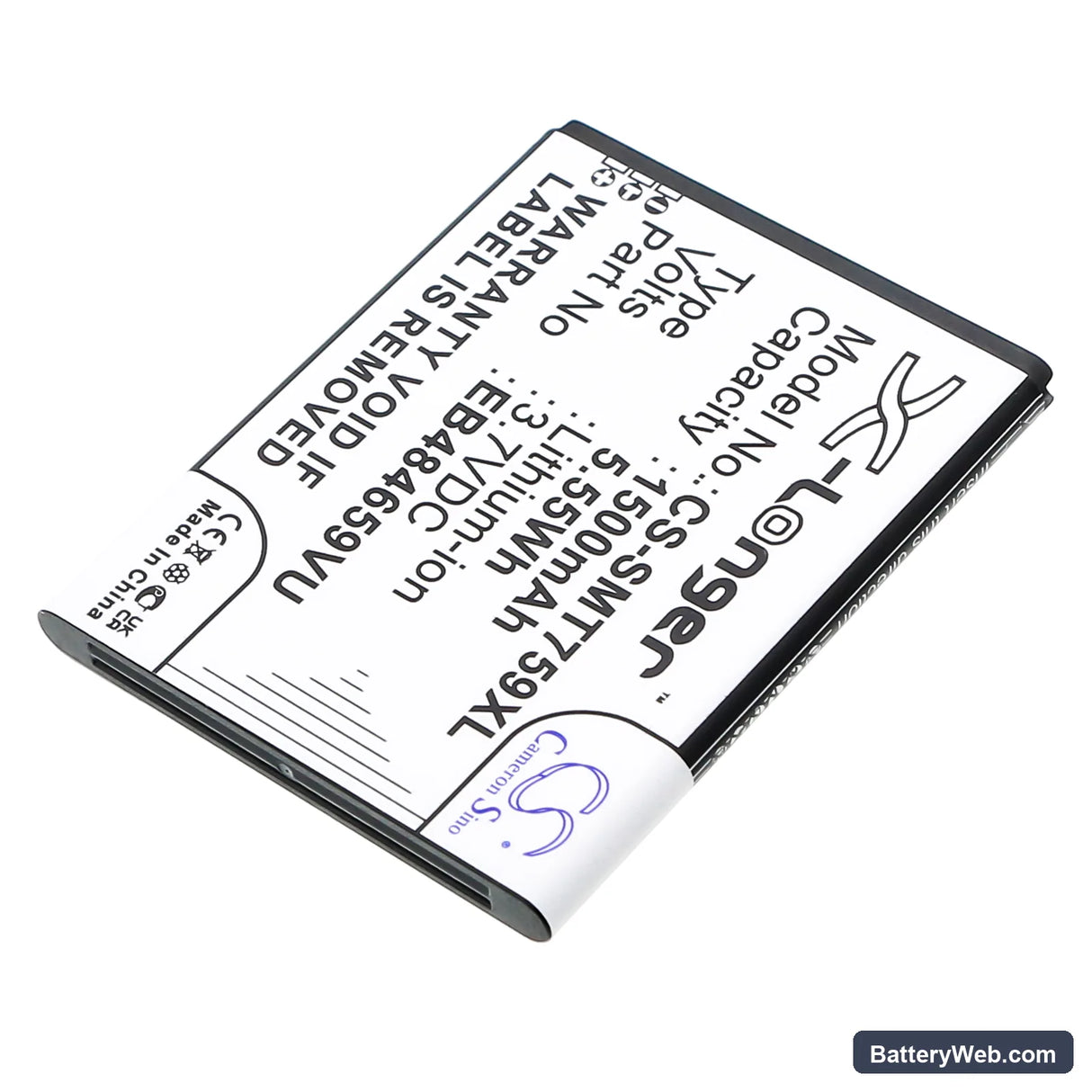 Samsung SGH-T759 Replacement Battery, 3.7V, 1500mAh, Li-ion 2