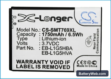 AT&T Galaxy Exhilarate Replacement Battery, 3.7V, 1750mAh, Li-ion 5