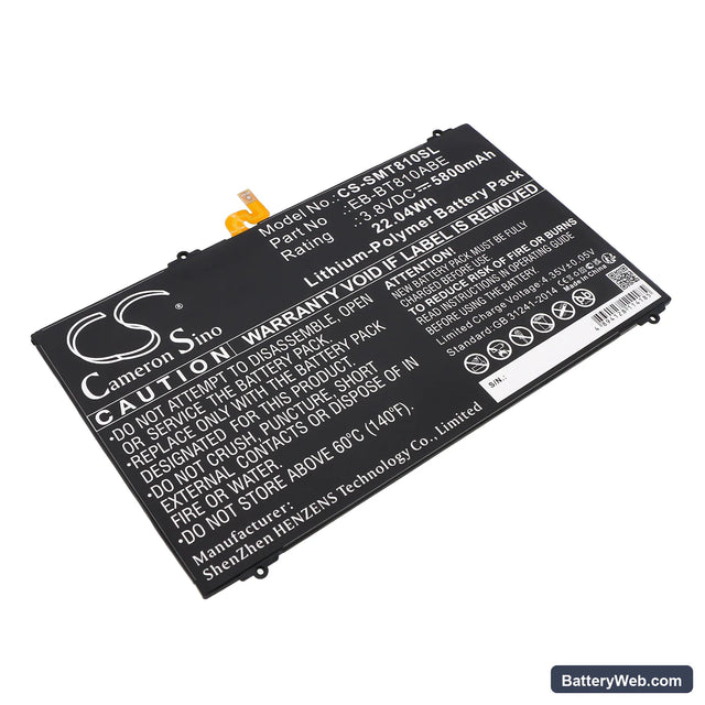 Samsung SM-T810 Galaxy Tab S2 9.7 WiFi Replacement Battery, 3.8V, 5800mAh, Li-Polymer 1