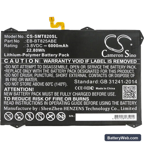 Samsung Galaxy Tab S3 9.7 Replacement Battery, 3.8V, 6000mAh, Li-Polymer 3