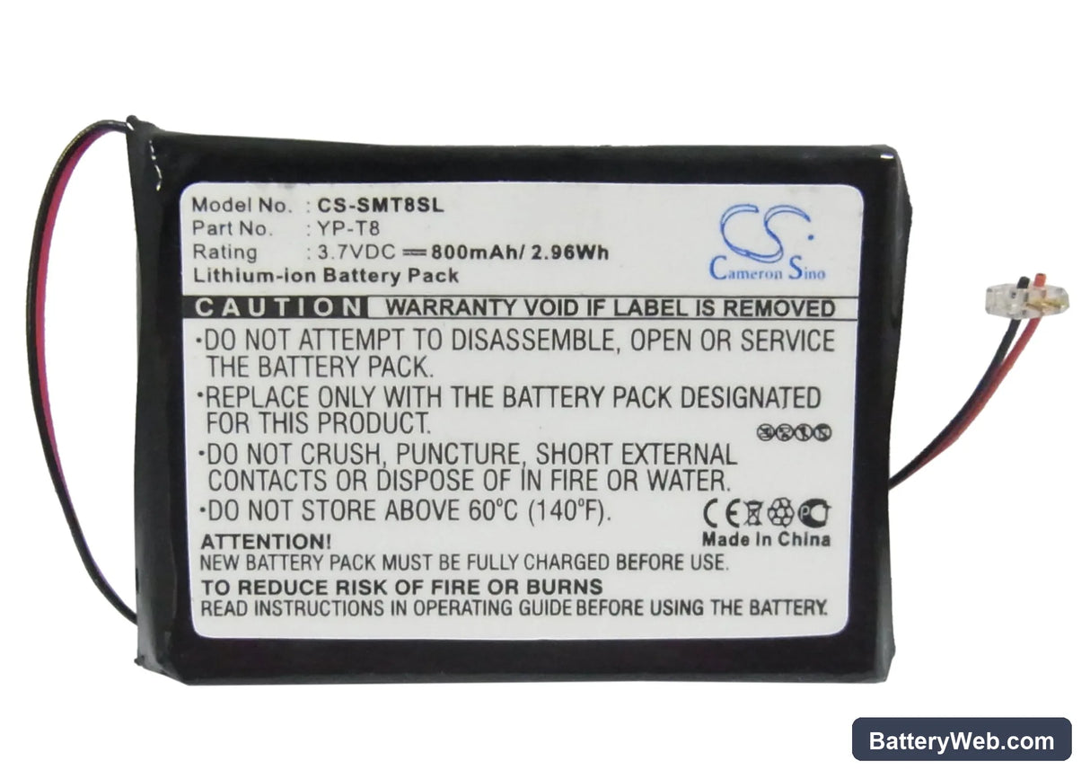 Samsung YP-T8 Replacement Battery, 3.7V, 800mAh, Li-ion 5