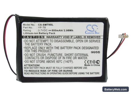 Samsung YP-T8 Replacement Battery, 3.7V, 800mAh, Li-ion 5