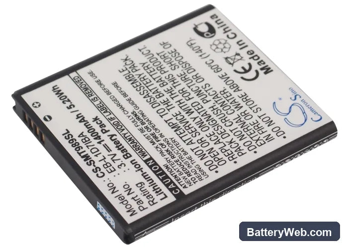 Samsung Galaxy S Hercules Replacement Battery, 3.7V, 1400mAh, Li-ion 1