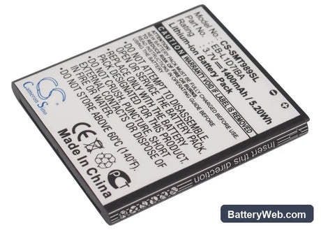 Samsung Galaxy S Hercules Replacement Battery, 3.7V, 1400mAh, Li-ion 2