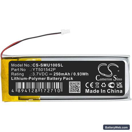 Sena 10U Replacement Battery, 3.7V, 250mAh, Li-Polymer 3
