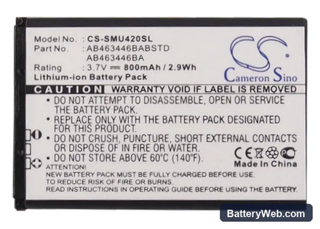 MetroPCS SCH-R270 Replacement Battery, 3.7V, 800mAh, Li-ion 5