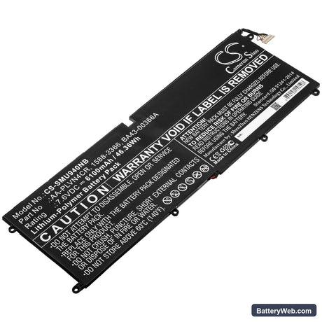 Samsung Ultrabook 940X3G Replacement Battery, 7.6V, 6100mAh, Li-Polymer 1