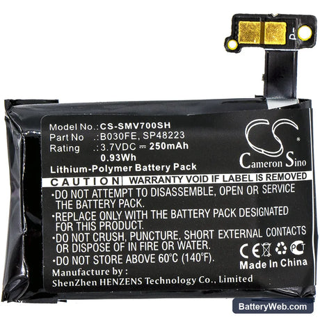 Samsung Gear 1 Replacement Battery, 3.7V, 250mAh, Li-Polymer 3