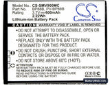 Samsung MV900 Replacement Battery, 3.7V, 600mAh, Li-ion 5
