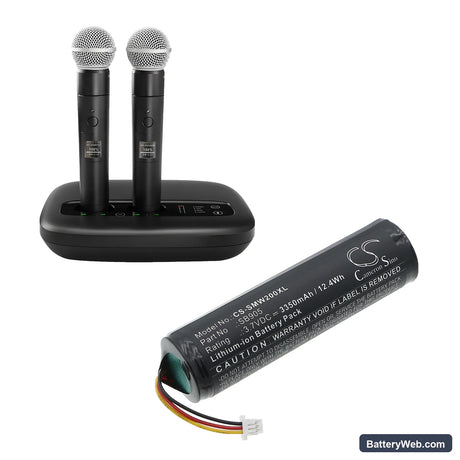 Shure MXW Handheld Transmitter Replacement Battery, 3.7V, 3350mAh, Li-ion 6